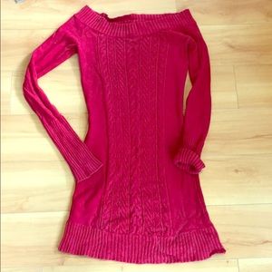 Red Long Sleeve Sweater Dress